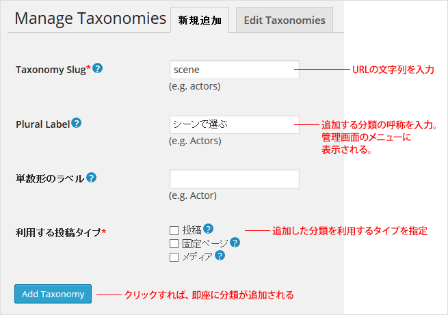 WordPressのタクソノミー機能